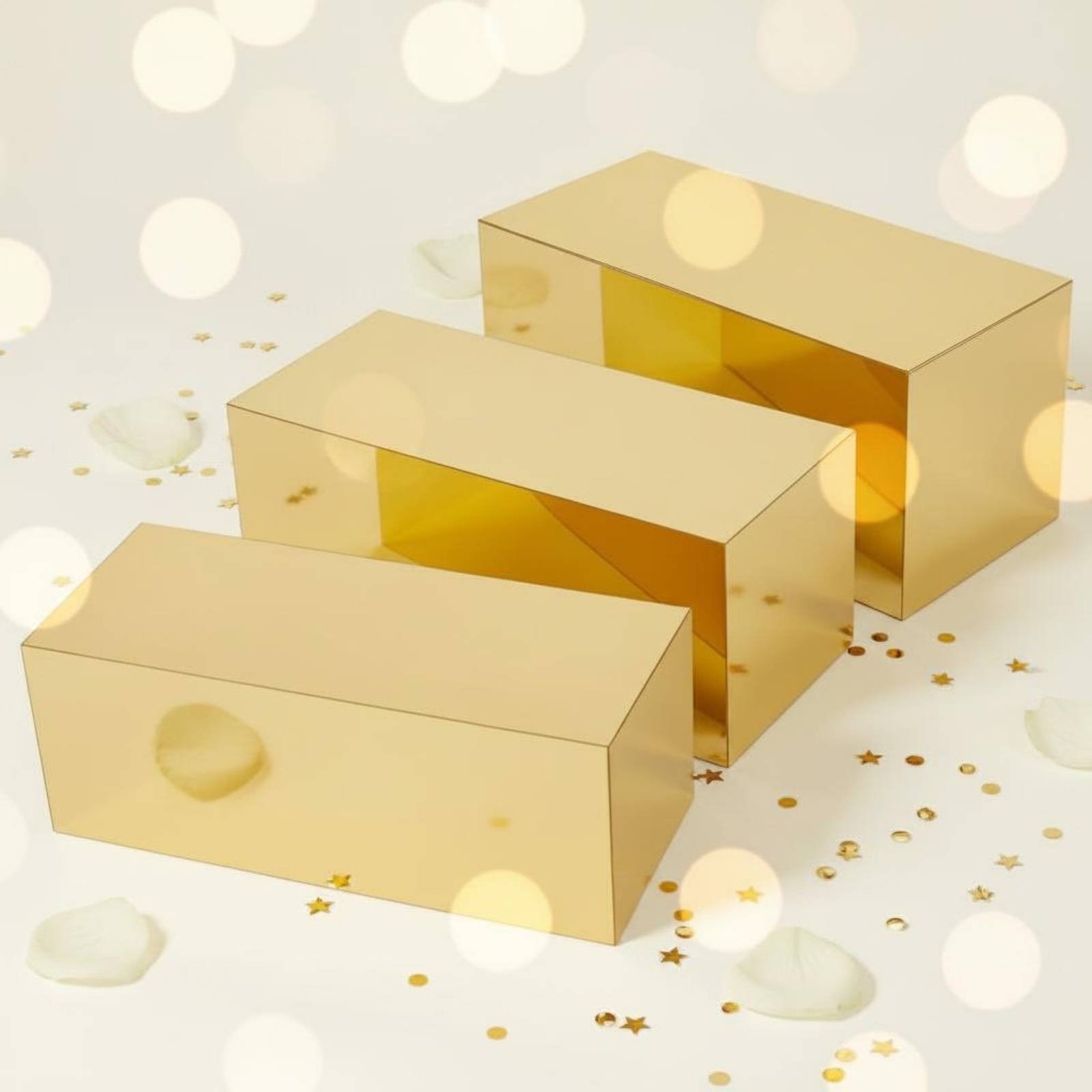 Home Decor Design - 3 Pieces Gold Acrylic Display Riser