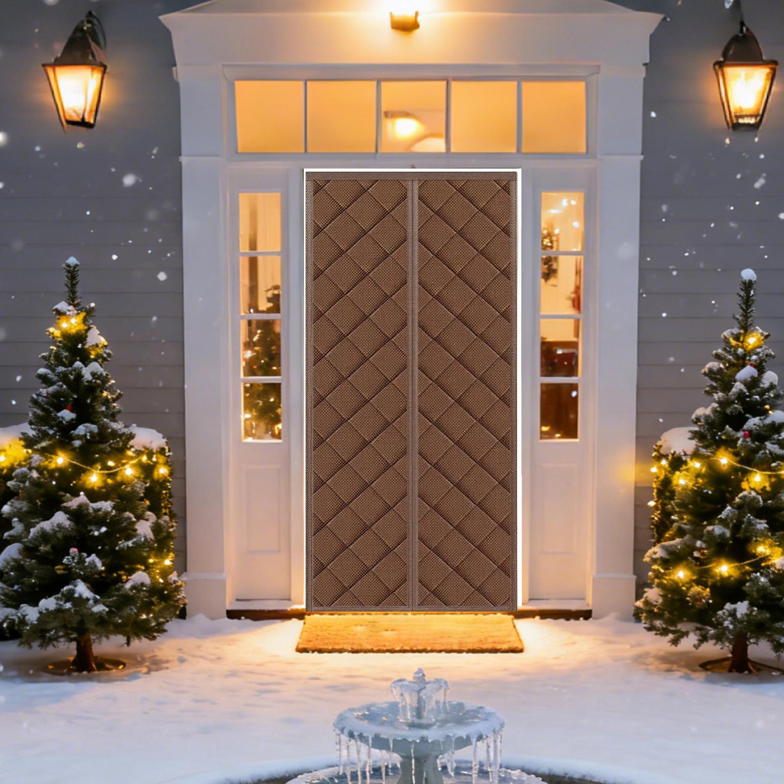 Blackout Curtains - Thermal Door Curtains Windproof Magnetic Installation