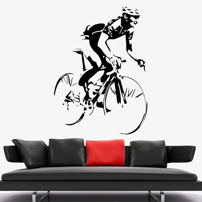 Home Decor Vinyl Flooring - Cyclist Bicycle Wall Decal Road Bike