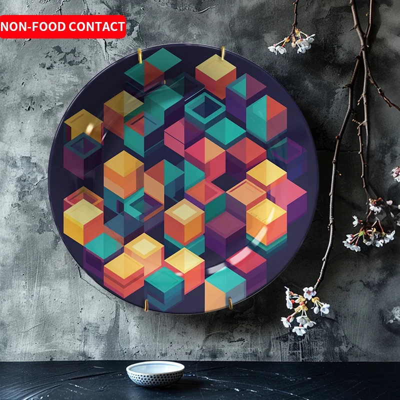 Home Decor Design - 1pc Modern Geometric Ceramic Decorative Plate