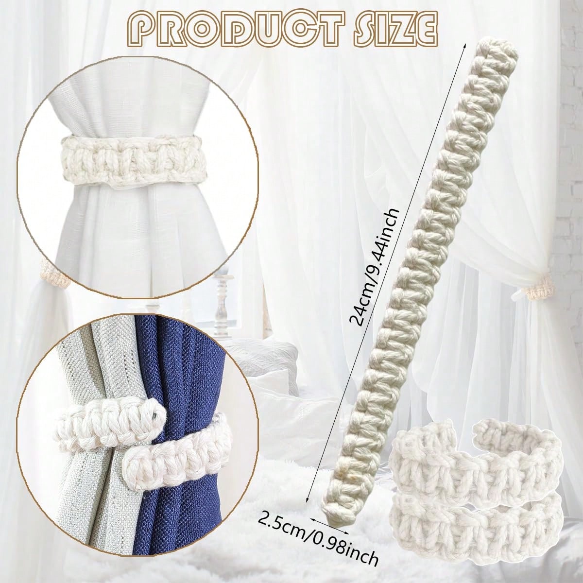 Home Decor Curtains - No Drilling White Cotton Rope Curtain