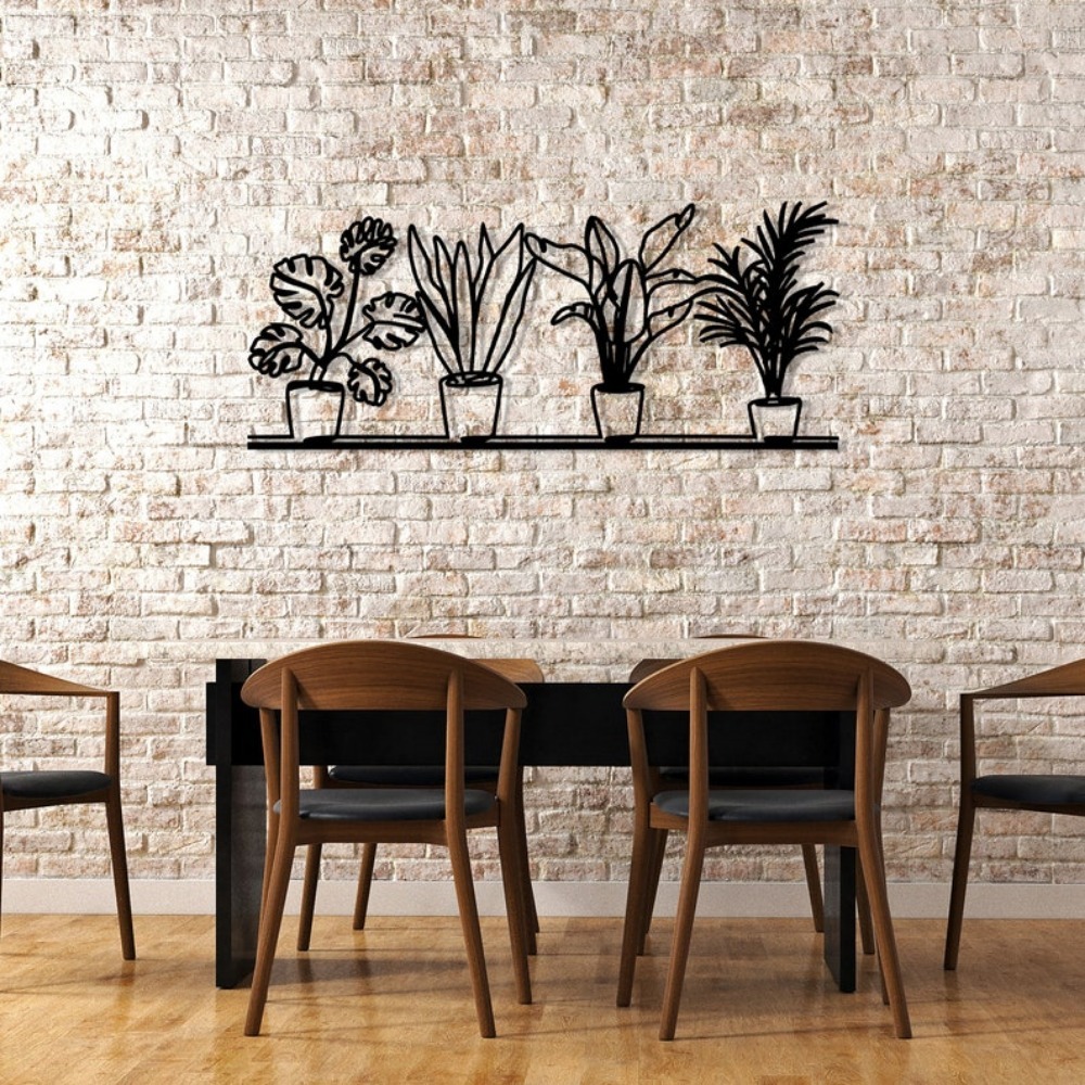 Home Decor Wall Art - Aluminum Metal Wall Art, Minimalist Plant