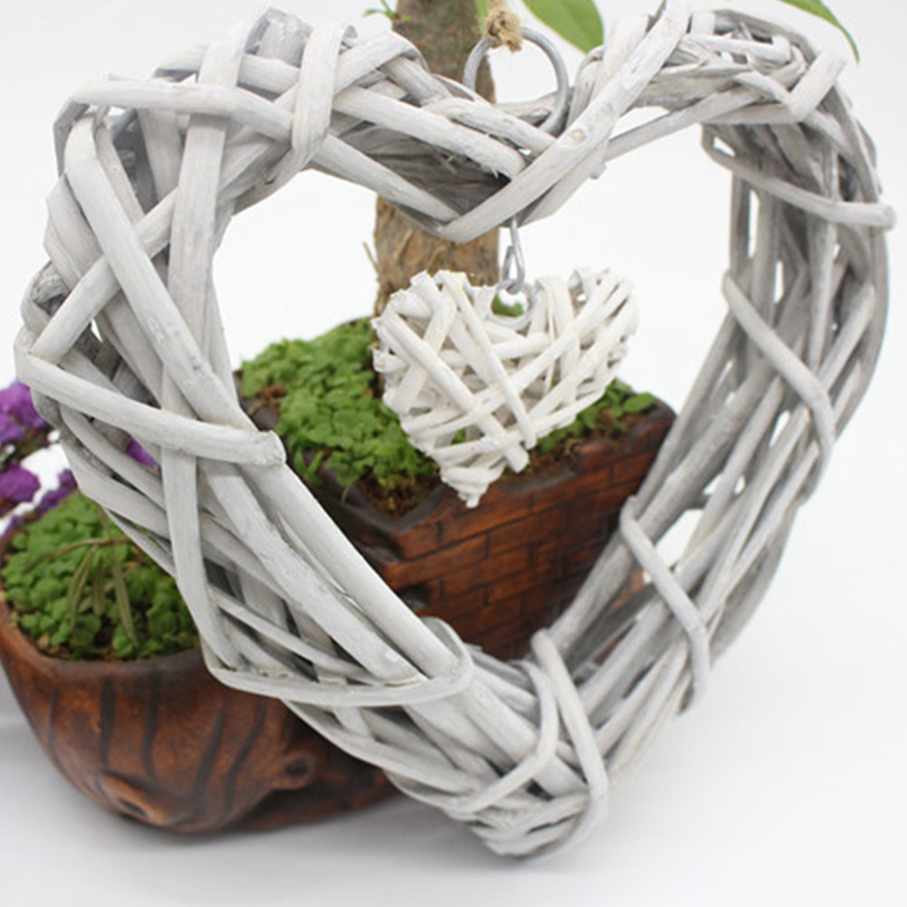 Beige Rustic Wicker Heart Deco - Home Decor Rattan 评论和价格