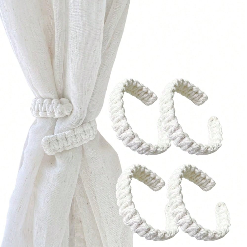 No Drilling White Cotton Rope  - Home Decor Curtains 评论和价格