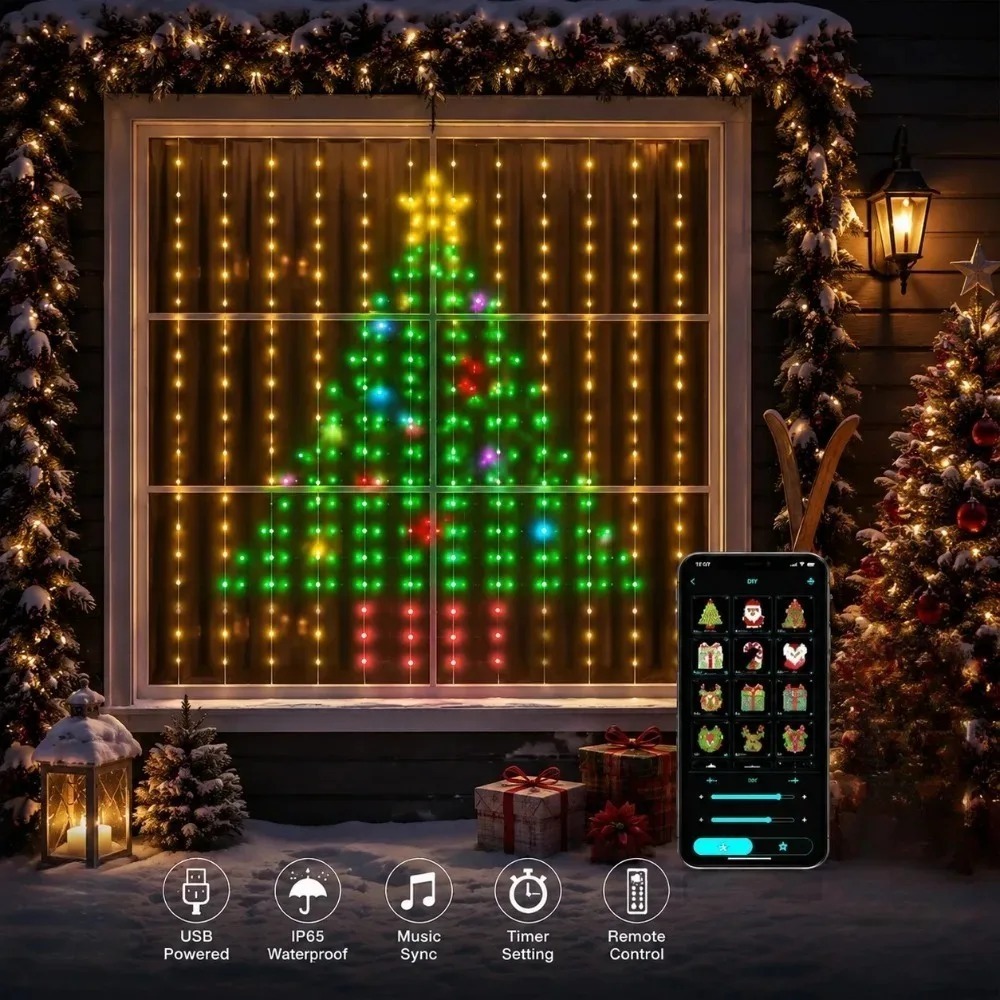 LED Pixel Curtain Lights Bluet - Home Decor Curtains 评论和价格