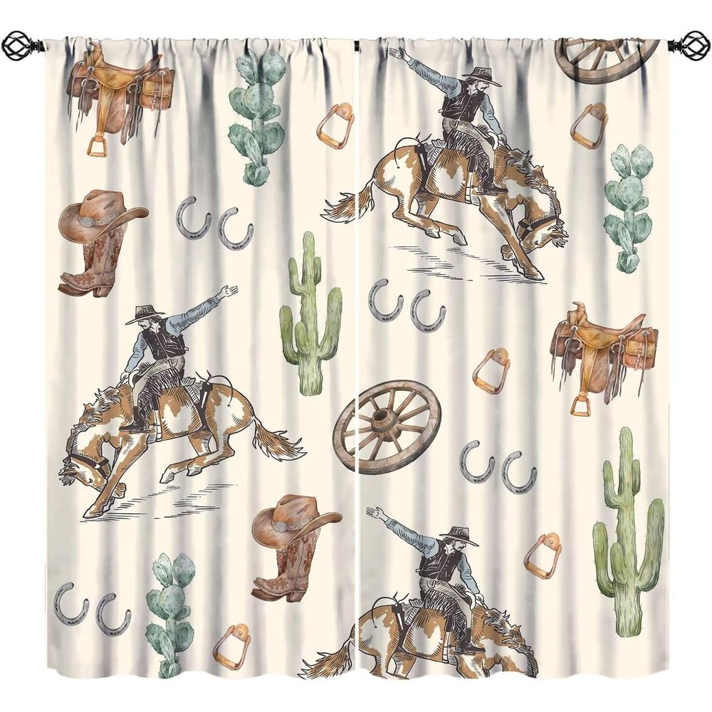 Cowboy Themed Blackout Curtain - Blackout Curtains 评论和价格