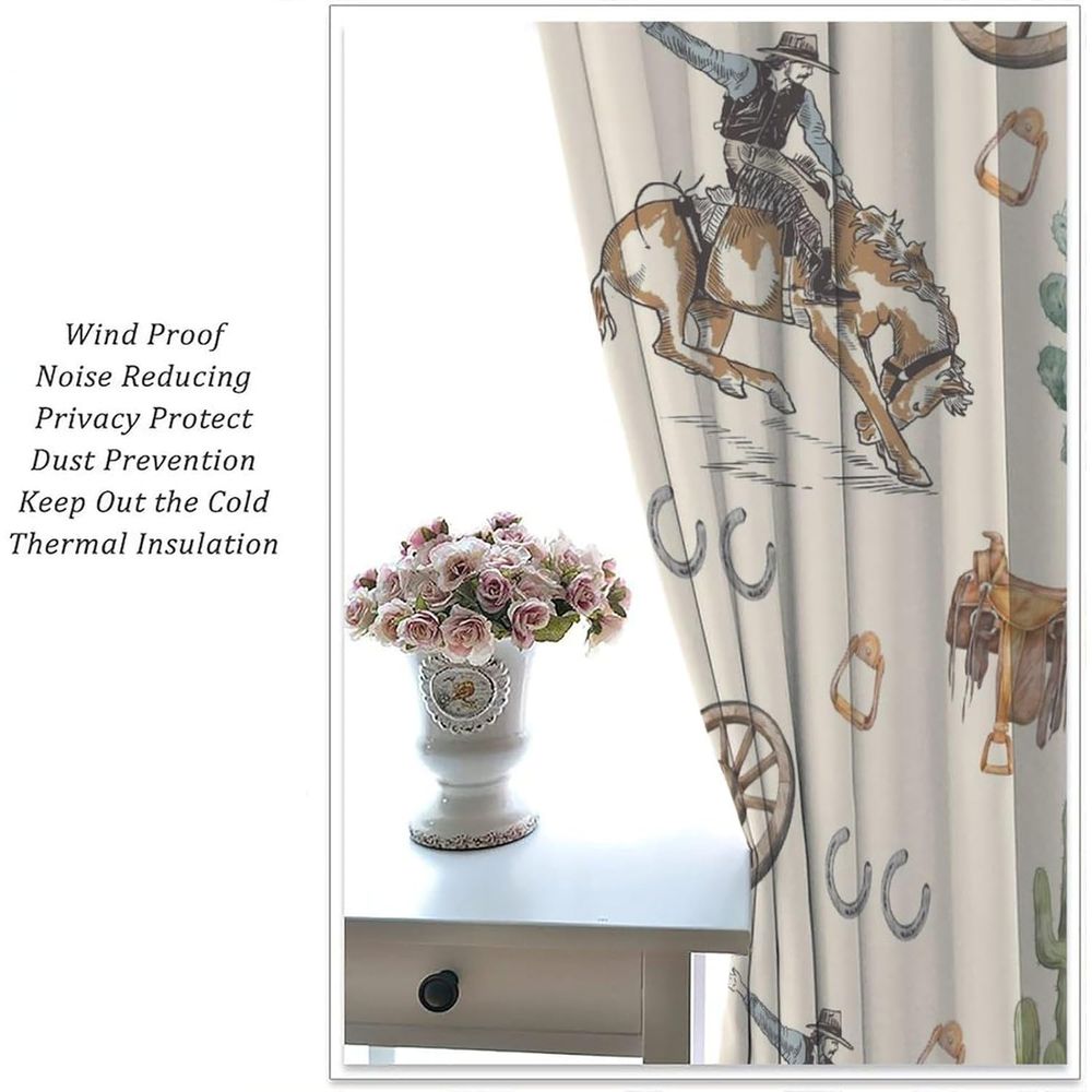 Cowboy Themed Blackout Curtain - Blackout Curtains 评论和价格