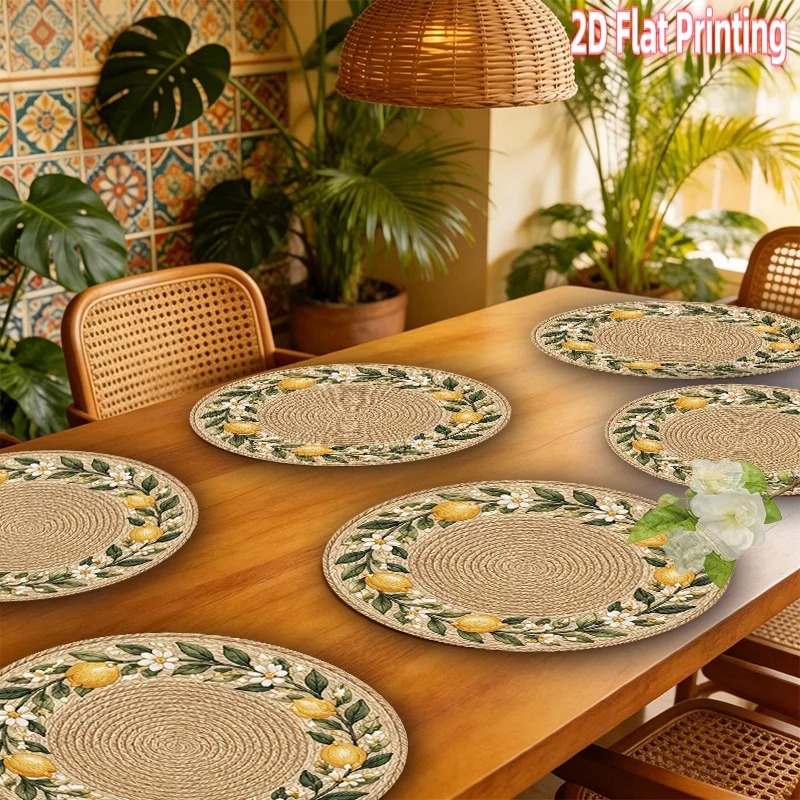4-Piece 2D Printed Placemats - - Home Decor Rattan 评论和价格
