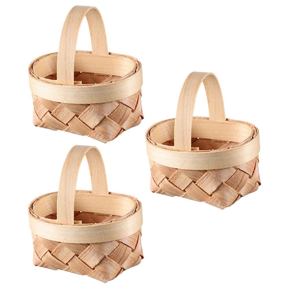 3Pcs Mini Woven Basket Handmad - Home Decor Rattan 评论和价格