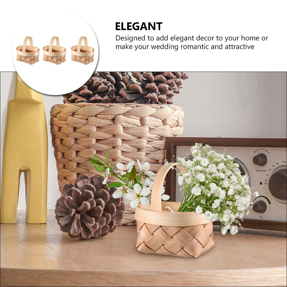 3Pcs Mini Woven Basket Handmad - Home Decor Rattan 评论和价格