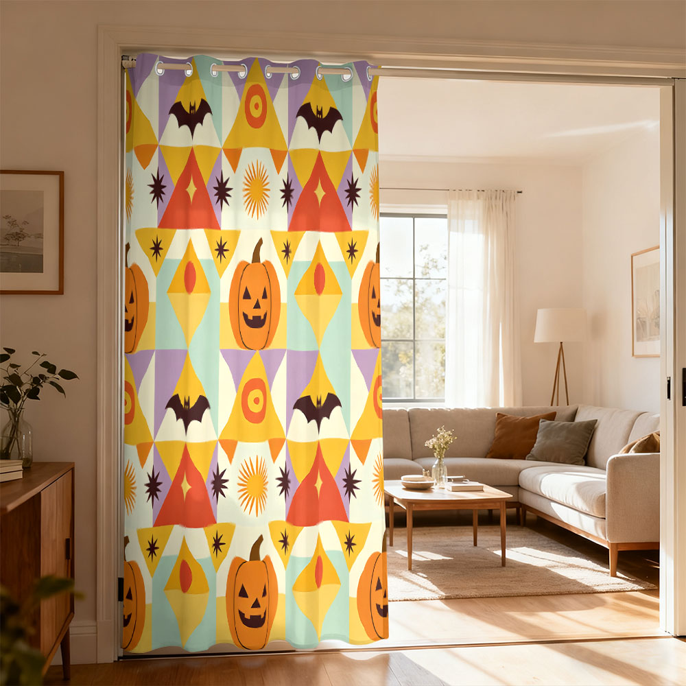 1pc Halloween pumpkin bat geom - Home Decor Curtains 评论和价格