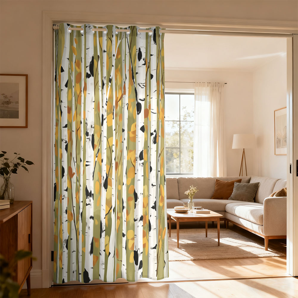 1pc autumn birch forest print  - Home Decor Curtains 评论和价格