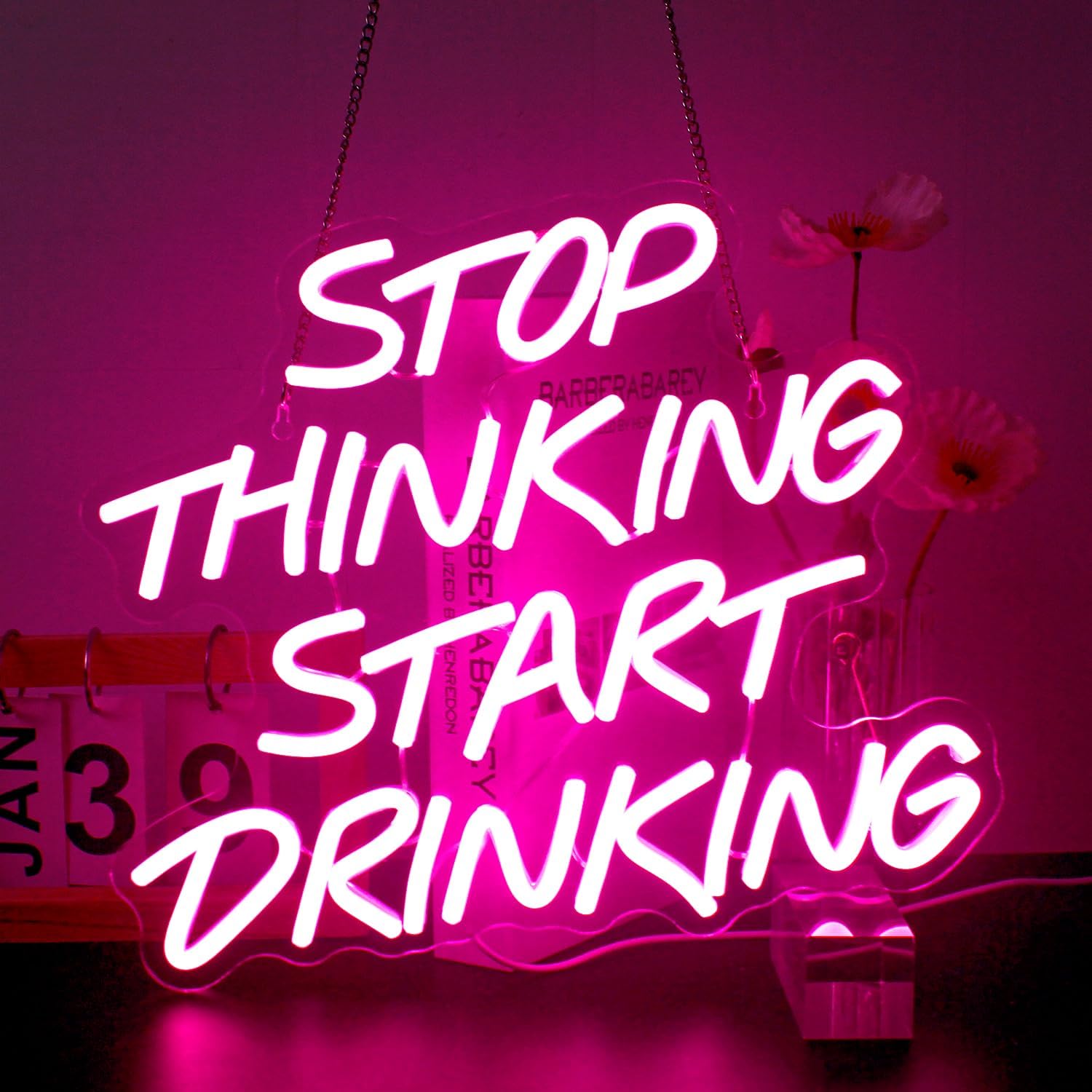 Stop Thinking Start Drinking H - Home Decor Quotes Ideas 评论和价格